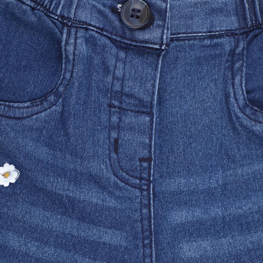 Infants' Stonewashed Blue Regular Fit Floral Embroidered Jeans, Mid Blue, large image number null