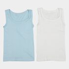 Boys Light Blue Cotton Round Neck Sleeveless Vest, हल्का नीला, small