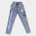 Boys' Stonewashed Blue Regular Fit Printed Jeans, Light Blue, small image number null