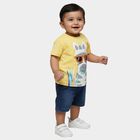 Infants' Yellow Cotton Round Neck Graphic Baba Suit, Yellow, small