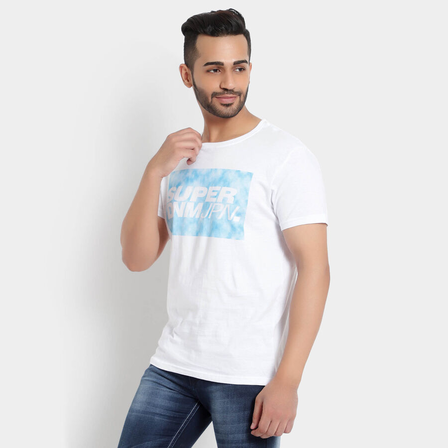 Cotton Round Neck T-Shirt, White, large image number null