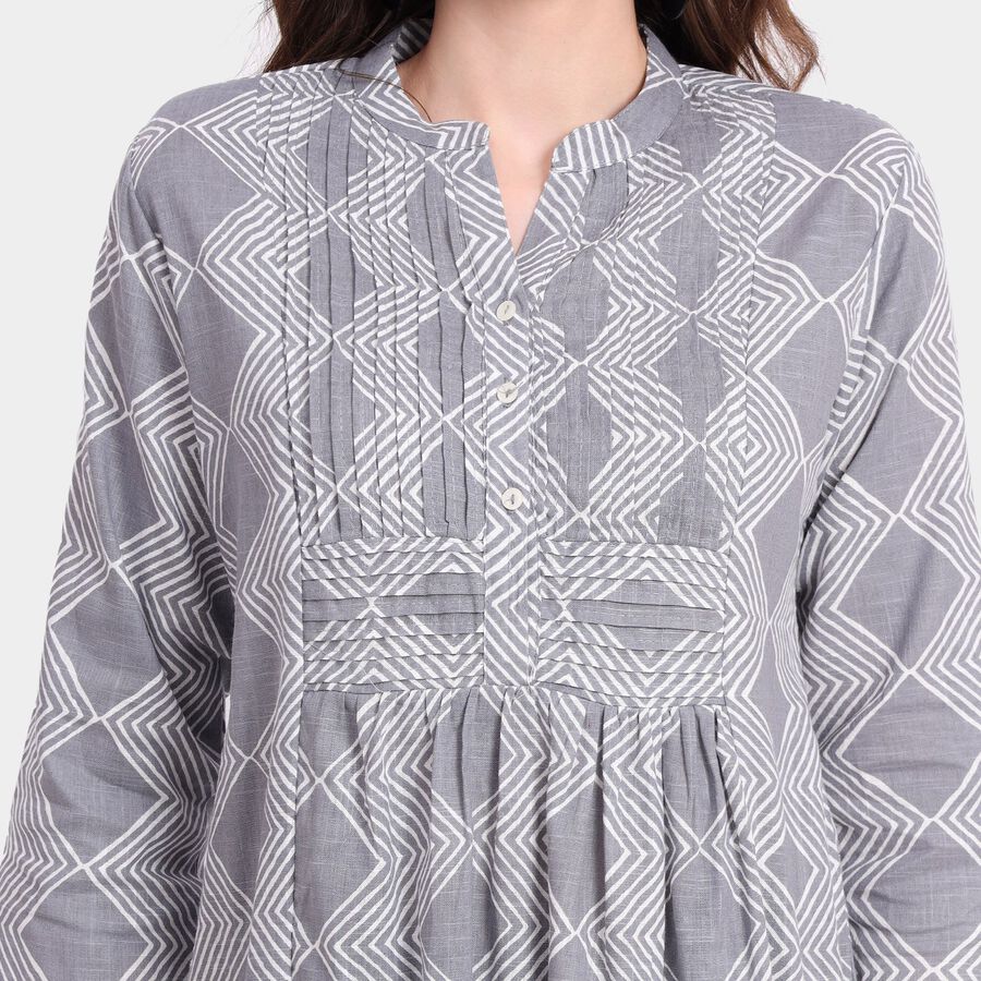 Ladies' 100% Cotton Kurta, हल्का ग्रे, large image number null