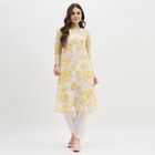 Women's Yellow Floral Printed Ethnic Set, Mustard, small