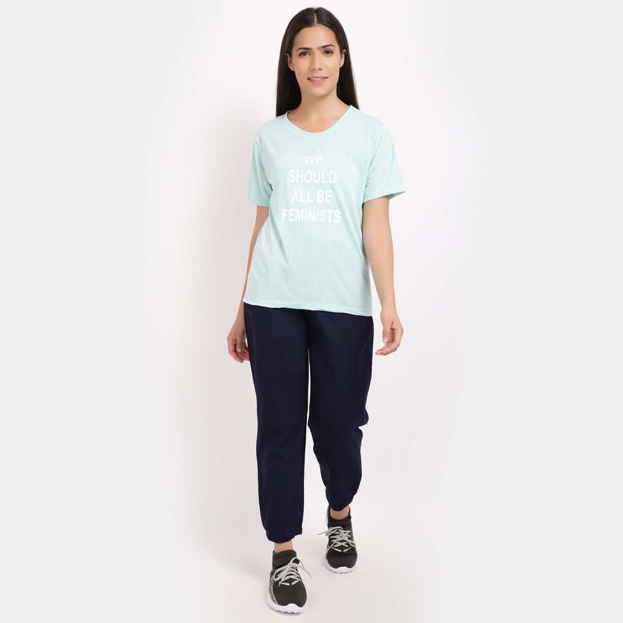 Washed High Rise Jogger Jeans, Dark Blue, large image number null