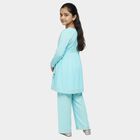 Girls Light Blue Embroidered Bohemian Kurta and Palazzo Fusion Set, हल्का नीला, small