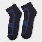 Men's Dark Navy Blue and Charcoal Black Cotton Blend Geometric Pattern Socks, Navy Blue, small image number null
