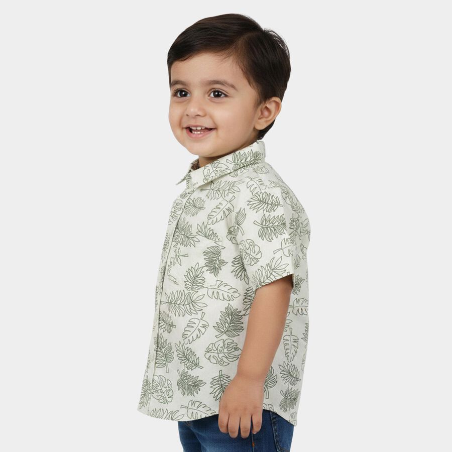 Infants Green Cotton Casual Shirt, Light Green, large