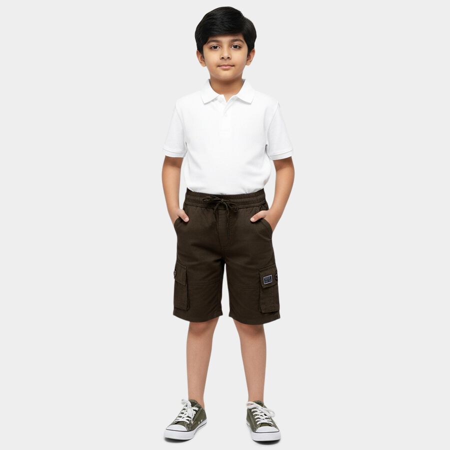 Boys' Olive Regular Fit Elastic Waist Bermuda Shorts, Olive, large