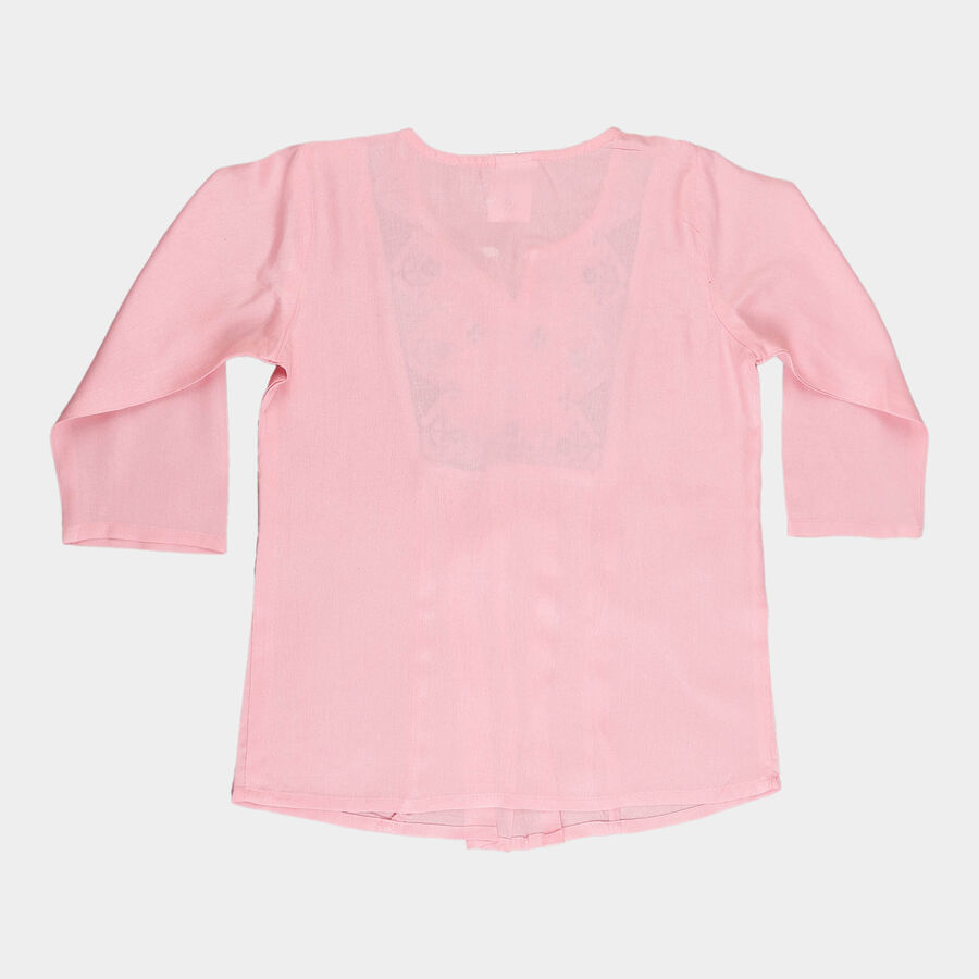 Girls Embellished 3/4th Sleeves Blouse, Pink, large image number null
