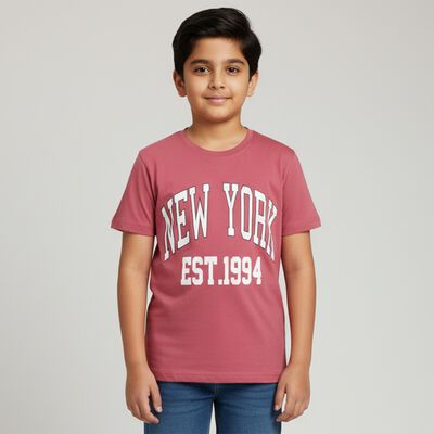 Boys Dusty Rose Crew Neck Casual T-Shirt