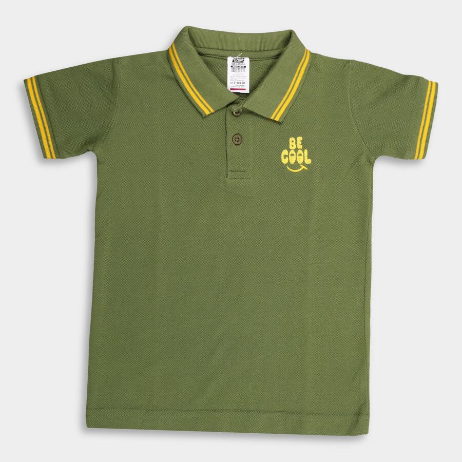 Boys' Half Sleeves T-Shirt, ओलिव, large image number null