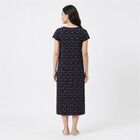 Women Navy Blue Square Neck A-Line Nighty, Navy Blue, small