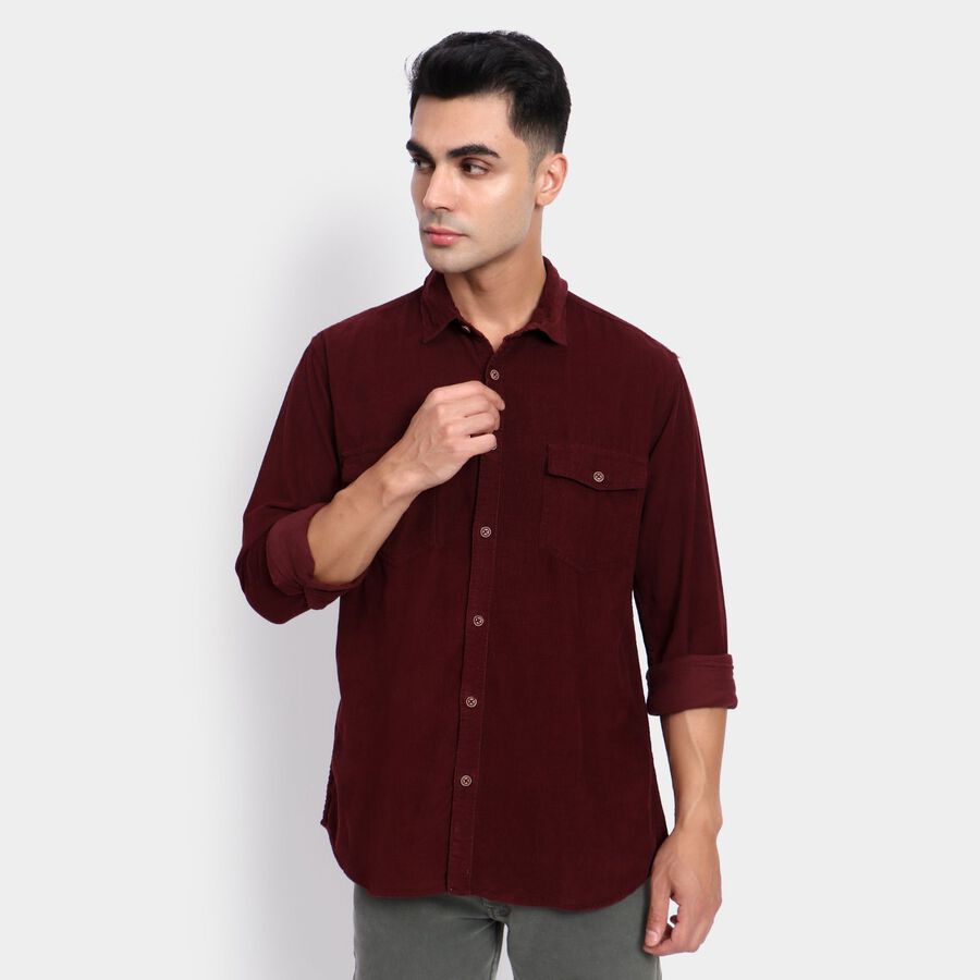 Men's 100% Cotton Casual Shirt, वाइन, large image number null