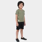 Boys Olive Green Round Neck Textured Baba Suit, ओलिव, small