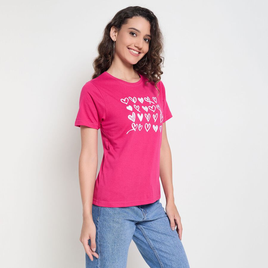Ladies' Round Neck T-Shirt, रानी (फ्यूशिया), large image number null