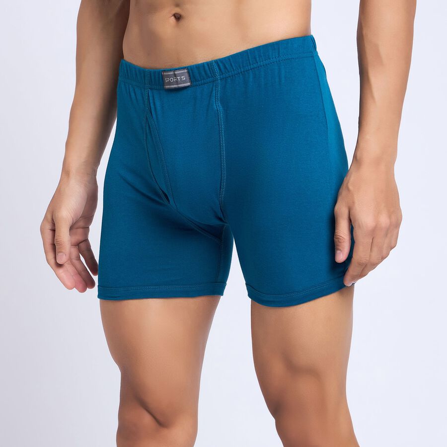 Men's 100% Cotton Trunks, Teal Blue, large