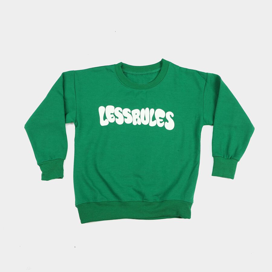 Boys' Green Crew Neck Pullover Sweatshirt, Light Green, large