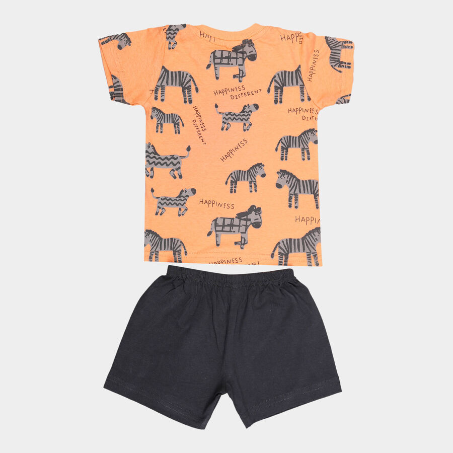 Infants Cotton Printed Baba Suit, Orange, large image number null