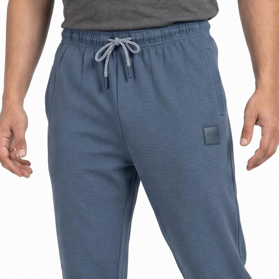 Men's Blue Straight Fit Solid Track Pants, Mid Blue, large