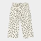 Girls' White Regular Fit Star Printed Capri, सफ़ेद, small