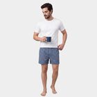 Men's Mid Blue Relaxed Fit Checked Boxers, मध्यम नीला, small