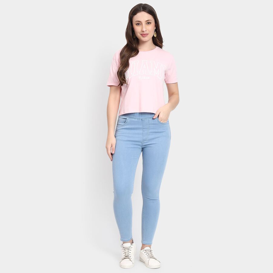 Ladies' 100% Cotton Crop  Top, Pink, large image number null