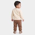 Infants' Beige Round Neck Graphic Baba Suit, Beige, small