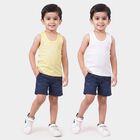 Boys Yellow Cotton Round Neck Vest, Yellow, small