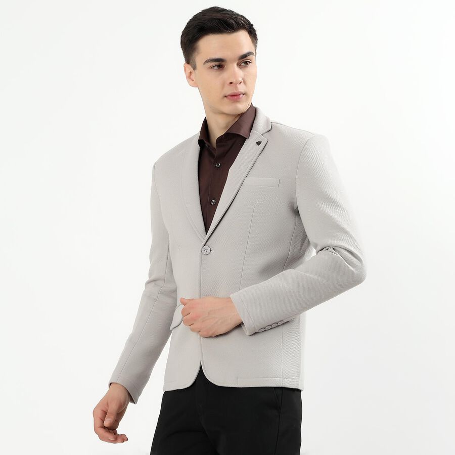 Men's Light Grey Slim Fit Single-Breasted Blazer, हल्का ग्रे, large image number null