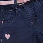 Girls' Dark Indigo Wide Leg Printed Jeans, Dark Blue, small image number null