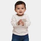 Infants' Beige and White Cotton Crew Neck Casual T-Shirt, Beige, small image number null