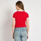 Ladies' 100% Cotton Crop  Top, लाल, small