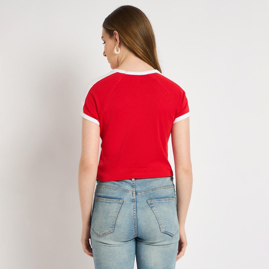 Ladies' 100% Cotton Crop  Top, लाल, large