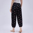 Women's Jet Black Relaxed Fit Floral Print Harem Pants, काला, small image number null