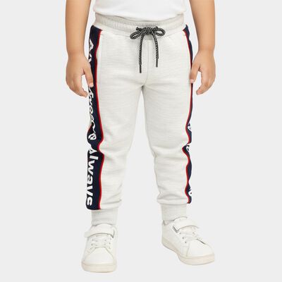 Boys' Light Grey Cotton Blend Text Print Pyjama