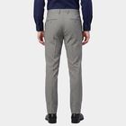 Men's Grey Slim Fit Flat-Front Formal Trousers, हल्का ग्रे, small