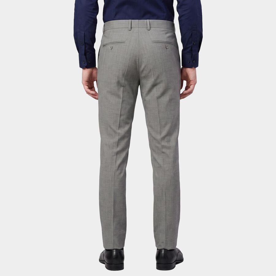 Men's Grey Slim Fit Flat-Front Formal Trousers, हल्का ग्रे, large