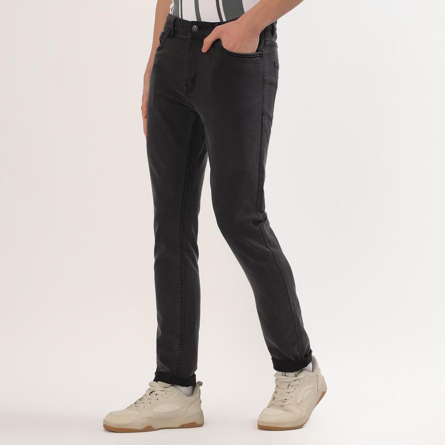 Men's Jet Black Slim Fit Jeans, गहरा ग्रे, large