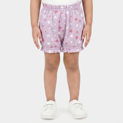 Girls' Lavender Regular Fit Heart Print Bloomer