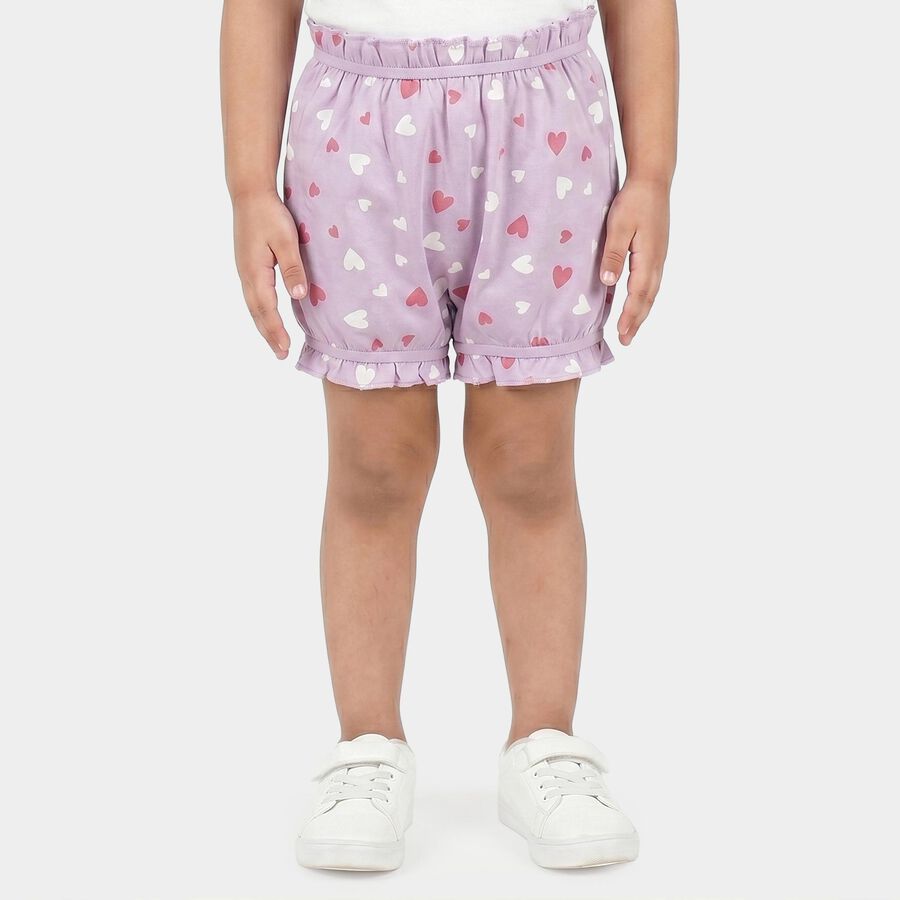 Girls' Lavender Regular Fit Heart Print Bloomer, Lilac, large
