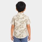 Boys Beige Cotton Floral Regular Fit Shirt, गहरा पीला, small