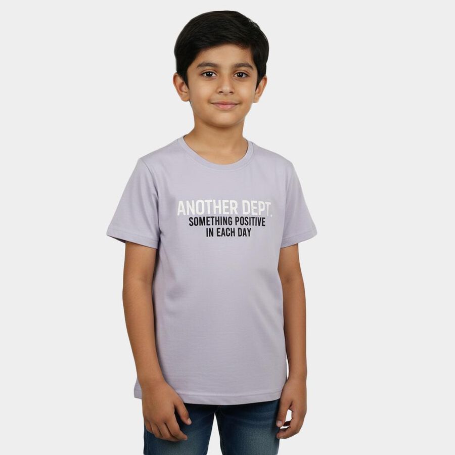 Boys Light Blue Crew Neck Regular Boys T-Shirt, हल्का नीला, large