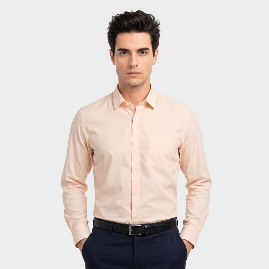 Men's Peach Formal Shirt, पीच, large