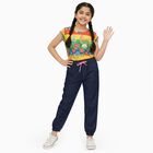 Girls' Dark Blue Relaxed Fit Jogger Jeans, गहरा नीला, small image number null