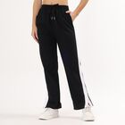 Women's Jet Black Straight Fit Regular Track Pants, Black, small image number null