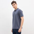 Men's Midnight Blue Cotton Polo Collar Classic T-Shirt, Mid Blue, small