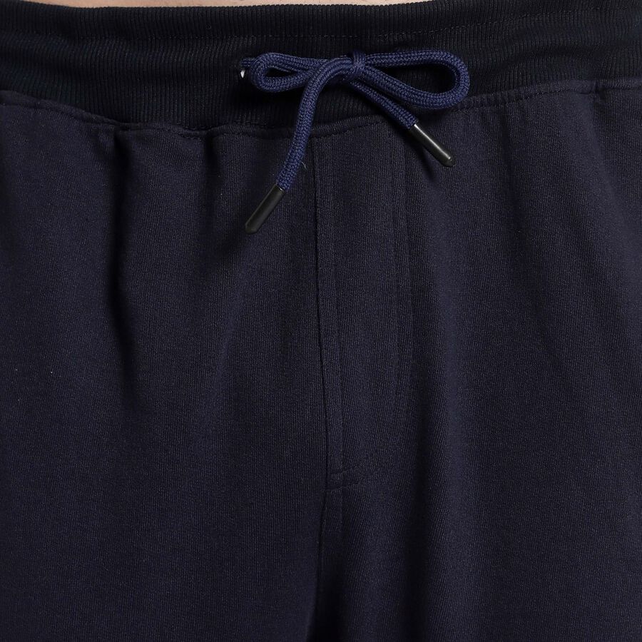 Cut & Sew Slim Fit Jogger Track Pants, Navy Blue, large image number null