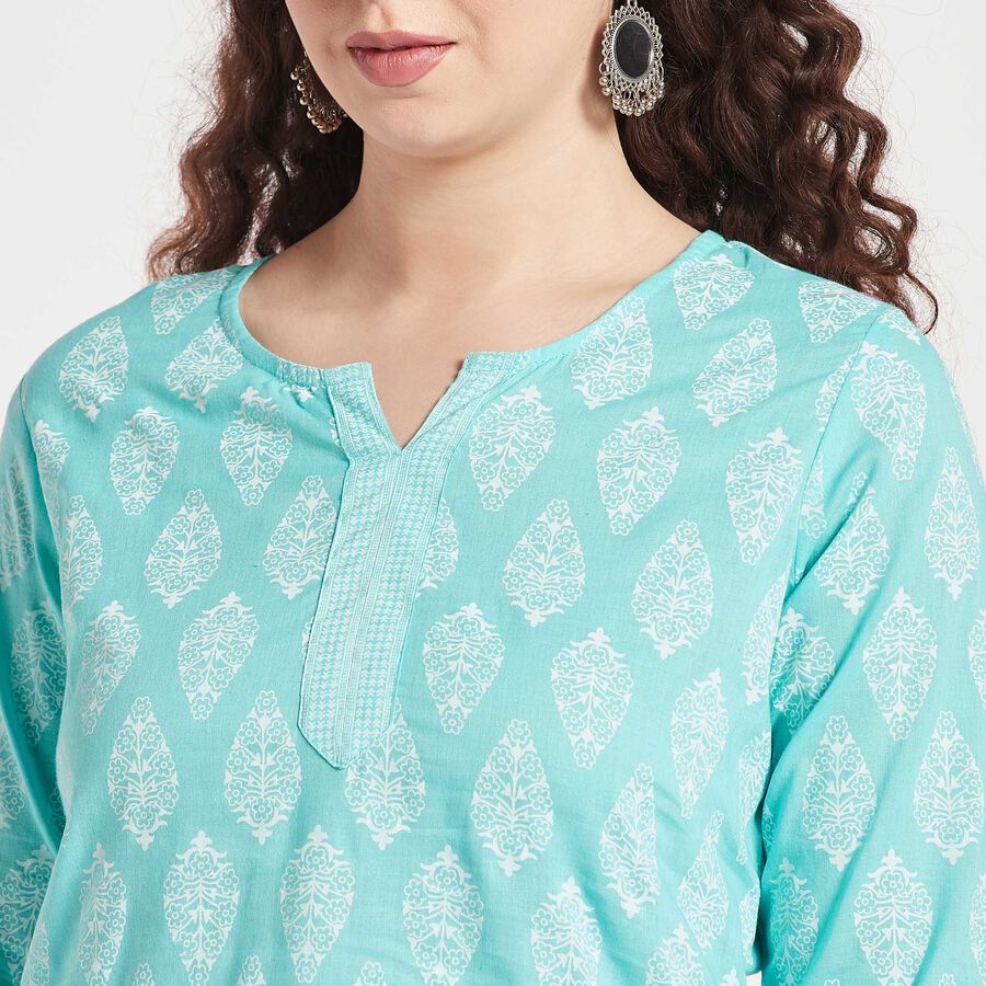 All Over Print Straight Kurti, Light Blue, large image number null