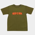 Boys Olive Green Round Neck Regular Boys T-Shirt, ओलिव, small