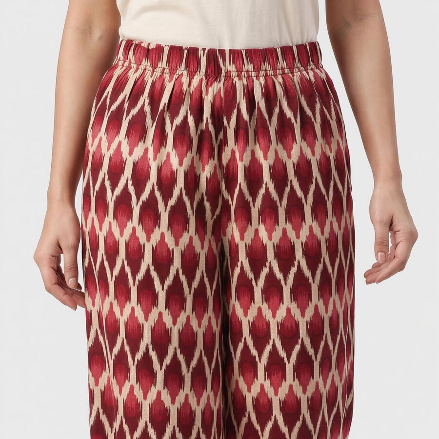 Women's Wine Regular Fit Printed Palazzos, Wine, large